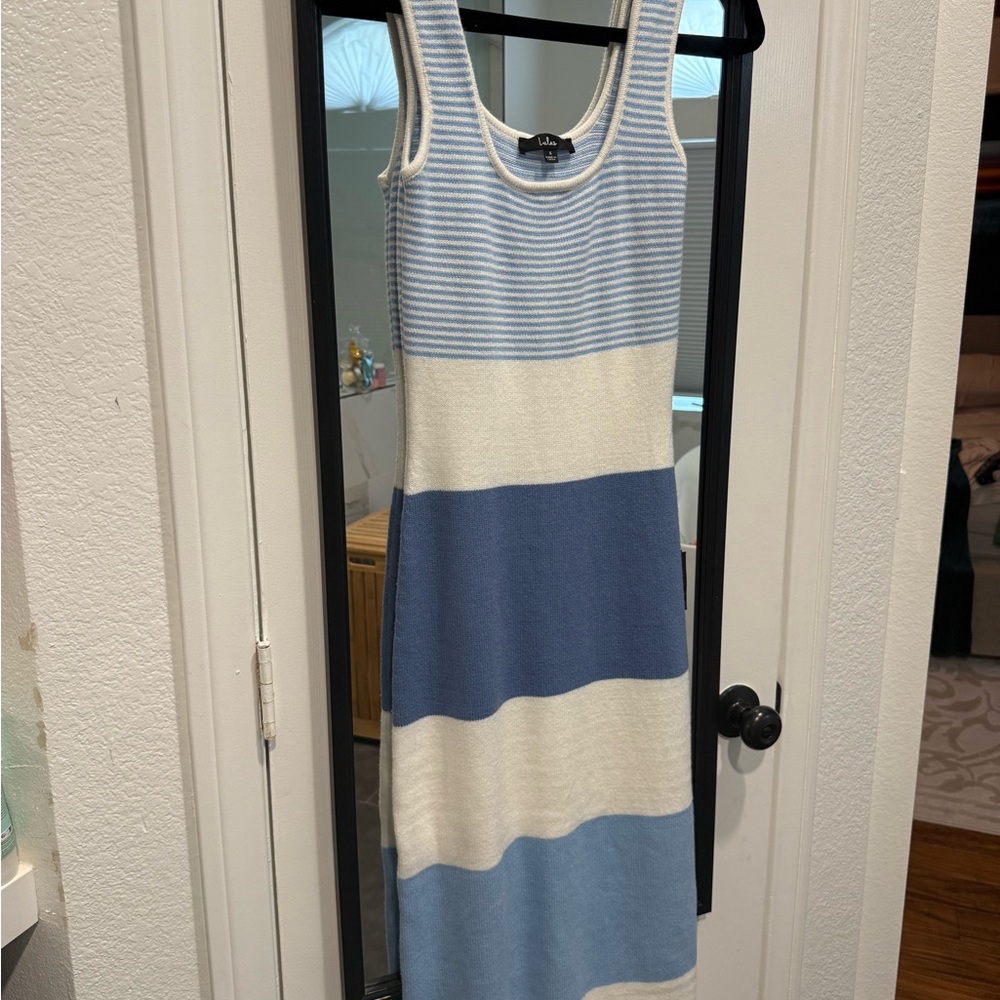 Lulu's Blue and White Striped Midi Dress